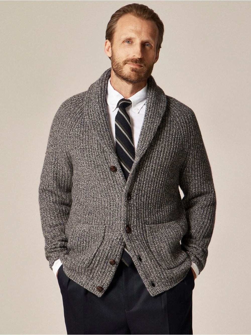 J.Crew Men’s Rugged Merino Wool-blend Cardigan Sweater XS